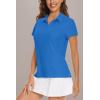 image:imageMAGCOMSEN Womens Golf Shirts Short Sleeve Polo Collared Shirt V Neck Quick Dry Sun Protection UPF 50 Tennis TopBlue Green