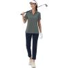 image:imageMAGCOMSEN Womens Golf Shirts Short Sleeve Polo Collared Shirt V Neck Quick Dry Sun Protection UPF 50 Tennis TopDark Grey