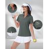 image:imageMAGCOMSEN Womens Golf Shirts Short Sleeve Polo Collared Shirt V Neck Quick Dry Sun Protection UPF 50 Tennis TopDark Grey