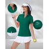 image:imageMAGCOMSEN Womens Golf Shirts Short Sleeve Polo Collared Shirt V Neck Quick Dry Sun Protection UPF 50 Tennis TopEmerald Green