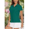 image:imageMAGCOMSEN Womens Golf Shirts Short Sleeve Polo Collared Shirt V Neck Quick Dry Sun Protection UPF 50 Tennis TopEmerald Green