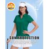 image:imageMAGCOMSEN Womens Golf Shirts Short Sleeve Polo Collared Shirt V Neck Quick Dry Sun Protection UPF 50 Tennis TopEmerald Green