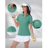 image:imageMAGCOMSEN Womens Golf Shirts Short Sleeve Polo Collared Shirt V Neck Quick Dry Sun Protection UPF 50 Tennis TopGrey Green