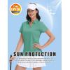 image:imageMAGCOMSEN Womens Golf Shirts Short Sleeve Polo Collared Shirt V Neck Quick Dry Sun Protection UPF 50 Tennis TopGrey Green