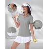 image:imageMAGCOMSEN Womens Golf Shirts Short Sleeve Polo Collared Shirt V Neck Quick Dry Sun Protection UPF 50 Tennis TopLight Grey