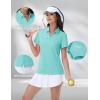 image:imageMAGCOMSEN Womens Golf Shirts Short Sleeve Polo Collared Shirt V Neck Quick Dry Sun Protection UPF 50 Tennis TopLight Lake Blue