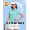 image:imageMAGCOMSEN Womens Golf Shirts Short Sleeve Polo Collared Shirt V Neck Quick Dry Sun Protection UPF 50 Tennis TopLight Lake Blue