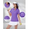 image:imageMAGCOMSEN Womens Golf Shirts Short Sleeve Polo Collared Shirt V Neck Quick Dry Sun Protection UPF 50 Tennis TopLight Purple