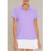 image:imageMAGCOMSEN Womens Golf Shirts Short Sleeve Polo Collared Shirt V Neck Quick Dry Sun Protection UPF 50 Tennis TopLight Purple