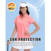 image:imageMAGCOMSEN Womens Golf Shirts Short Sleeve Polo Collared Shirt V Neck Quick Dry Sun Protection UPF 50 Tennis TopPink