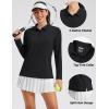 image:imageMAGCOMSEN Womens Long Sleeve Polo Shirts UPF 50 Golf Tops Moisture Wicking Collared Shirt Tennis 3ButtonBlack