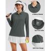 image:imageMAGCOMSEN Womens Long Sleeve Polo Shirts UPF 50 Golf Tops Moisture Wicking Collared Shirt Tennis 3ButtonDark Grey