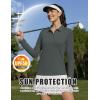 image:imageMAGCOMSEN Womens Long Sleeve Polo Shirts UPF 50 Golf Tops Moisture Wicking Collared Shirt Tennis 3ButtonDark Grey