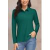 image:imageMAGCOMSEN Womens Long Sleeve Polo Shirts UPF 50 Golf Tops Moisture Wicking Collared Shirt Tennis 3ButtonEmerald Green