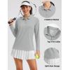 image:imageMAGCOMSEN Womens Long Sleeve Polo Shirts UPF 50 Golf Tops Moisture Wicking Collared Shirt Tennis 3ButtonLight Grey