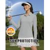 image:imageMAGCOMSEN Womens Long Sleeve Polo Shirts UPF 50 Golf Tops Moisture Wicking Collared Shirt Tennis 3ButtonLight Grey