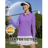 image:imageMAGCOMSEN Womens Long Sleeve Polo Shirts UPF 50 Golf Tops Moisture Wicking Collared Shirt Tennis 3ButtonLight Purple
