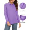 image:imageMAGCOMSEN Womens Long Sleeve Polo Shirts UPF 50 Golf Tops Moisture Wicking Collared Shirt Tennis 3ButtonLight Purple