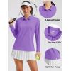 image:imageMAGCOMSEN Womens Long Sleeve Polo Shirts UPF 50 Golf Tops Moisture Wicking Collared Shirt Tennis 3ButtonLight Purple