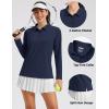 image:imageMAGCOMSEN Womens Long Sleeve Polo Shirts UPF 50 Golf Tops Moisture Wicking Collared Shirt Tennis 3ButtonNavy