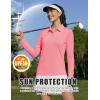 image:imageMAGCOMSEN Womens Long Sleeve Polo Shirts UPF 50 Golf Tops Moisture Wicking Collared Shirt Tennis 3ButtonPink