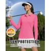 image:imageMAGCOMSEN Womens Long Sleeve Polo Shirts UPF 50 Golf Tops Moisture Wicking Collared Shirt Tennis 3ButtonRose