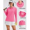 image:imageMAGCOMSEN Womens Long Sleeve Polo Shirts UPF 50 Golf Tops Moisture Wicking Collared Shirt Tennis 3ButtonRose