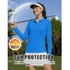 image:imageMAGCOMSEN Womens Long Sleeve Polo Shirts UPF 50 Golf Tops Moisture Wicking Collared Shirt Tennis 3ButtonSky Blue