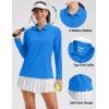 image:imageMAGCOMSEN Womens Long Sleeve Polo Shirts UPF 50 Golf Tops Moisture Wicking Collared Shirt Tennis 3ButtonSky Blue