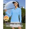 image:imageMAGCOMSEN Womens Long Sleeve Polo Shirts UPF 50 Golf Tops Moisture Wicking Collared Shirt Tennis 3ButtonWaterfall Blue