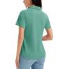 image:imageMAGCOMSEN Womens Polo Shirts Short Sleeve Golf Tops Quick Dry UPF 50 V Neck Collared Tennis Athletic T ShirtsGrey Green