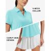 image:imageMAGCOMSEN Womens Polo Shirts Short Sleeve Golf Tops Quick Dry UPF 50 V Neck Collared Tennis Athletic T ShirtsLight Lake Blue