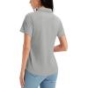 image:imageMAGCOMSEN Womens Polo Shirts Short Sleeve Golf Tops Quick Dry UPF 50 V Neck Collared Tennis Athletic T ShirtsLightgrey