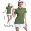 image:imageMAGCOMSEN Womens Polo Shirts Short Sleeve Quick Dry Golf TShirts Collared Golf Tops for Work Casual 4 ButtonsArmy Green