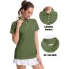 image:imageMAGCOMSEN Womens Polo Shirts Short Sleeve Quick Dry Golf TShirts Collared Golf Tops for Work Casual 4 ButtonsArmy Green