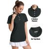 image:imageMAGCOMSEN Womens Polo Shirts Short Sleeve Quick Dry Golf TShirts Collared Golf Tops for Work Casual 4 ButtonsBlack