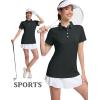 image:imageMAGCOMSEN Womens Polo Shirts Short Sleeve Quick Dry Golf TShirts Collared Golf Tops for Work Casual 4 ButtonsBlack