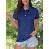 image:imageMAGCOMSEN Womens Polo Shirts Short Sleeve Quick Dry Golf TShirts Collared Golf Tops for Work Casual 4 ButtonsDark Blue