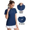 image:imageMAGCOMSEN Womens Polo Shirts Short Sleeve Quick Dry Golf TShirts Collared Golf Tops for Work Casual 4 ButtonsDark Blue