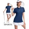 image:imageMAGCOMSEN Womens Polo Shirts Short Sleeve Quick Dry Golf TShirts Collared Golf Tops for Work Casual 4 ButtonsDark Blue