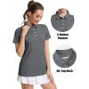 image:imageMAGCOMSEN Womens Polo Shirts Short Sleeve Quick Dry Golf TShirts Collared Golf Tops for Work Casual 4 ButtonsDark Grey