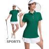 image:imageMAGCOMSEN Womens Polo Shirts Short Sleeve Quick Dry Golf TShirts Collared Golf Tops for Work Casual 4 ButtonsEmerald Green