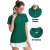 image:imageMAGCOMSEN Womens Polo Shirts Short Sleeve Quick Dry Golf TShirts Collared Golf Tops for Work Casual 4 ButtonsEmerald Green