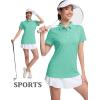 image:imageMAGCOMSEN Womens Polo Shirts Short Sleeve Quick Dry Golf TShirts Collared Golf Tops for Work Casual 4 ButtonsLight Green