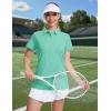 image:imageMAGCOMSEN Womens Polo Shirts Short Sleeve Quick Dry Golf TShirts Collared Golf Tops for Work Casual 4 ButtonsLight Green
