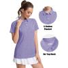 image:imageMAGCOMSEN Womens Polo Shirts Short Sleeve Quick Dry Golf TShirts Collared Golf Tops for Work Casual 4 ButtonsLight Purple