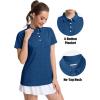 image:imageMAGCOMSEN Womens Polo Shirts Short Sleeve Quick Dry Golf TShirts Collared Golf Tops for Work Casual 4 ButtonsMedium Blue