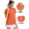 image:imageMAGCOMSEN Womens Polo Shirts Short Sleeve Quick Dry Golf TShirts Collared Golf Tops for Work Casual 4 ButtonsOrange