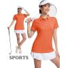 image:imageMAGCOMSEN Womens Polo Shirts Short Sleeve Quick Dry Golf TShirts Collared Golf Tops for Work Casual 4 ButtonsOrange