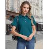 image:imageMAGCOMSEN Womens Polo Shirts Short Sleeve Quick Dry Golf TShirts Collared Golf Tops for Work Casual 4 ButtonsPeacock Blue